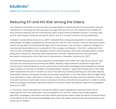 Reducing STI and HIV Risk among the Elderly