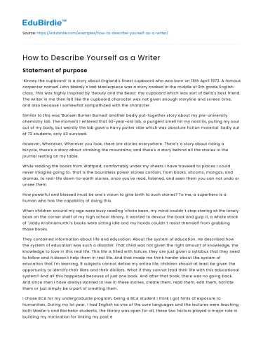 How to Describe Yourself as a Writer