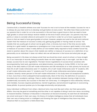 Being Successful Essay