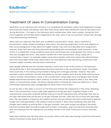 Treatment Of Jews In Concentration Camp