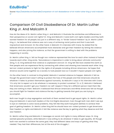 Comparison of Civil Disobedience: MLK vs Malcolm X