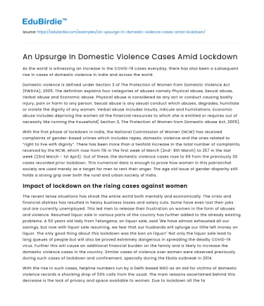 An Upsurge In Domestic Violence Cases Amid Lockdown