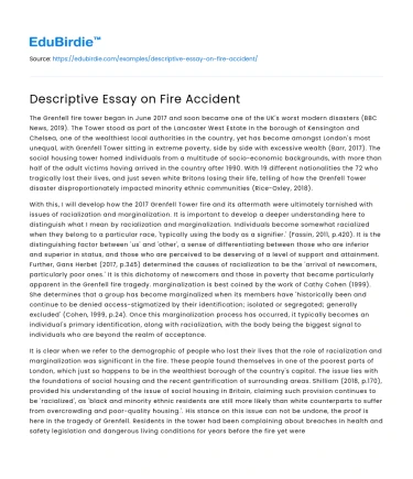 Descriptive Essay on Fire Accident