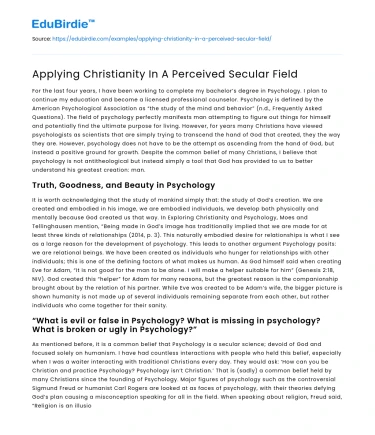 Applying Christianity In A Perceived Secular Field