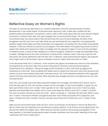 Reflective Essay on Women’s Rights