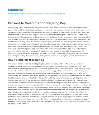 Reasons to Celebrate Thanksgiving Day