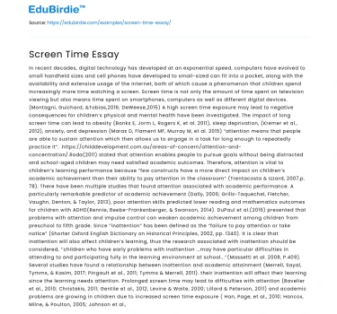 Screen Time Essay