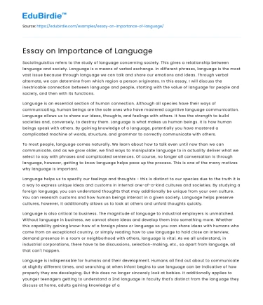 The Pivotal Role of Language in Society