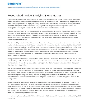 Research Aimed At Studying Black Matter