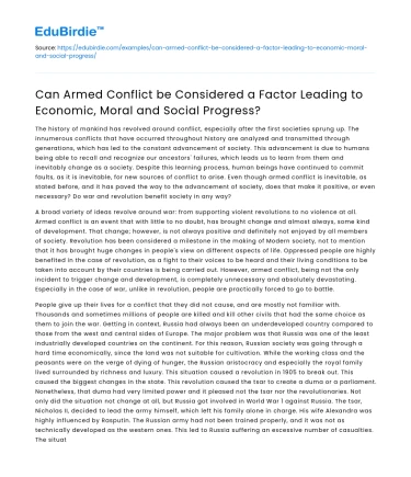 Armed conflict: factor for progress?