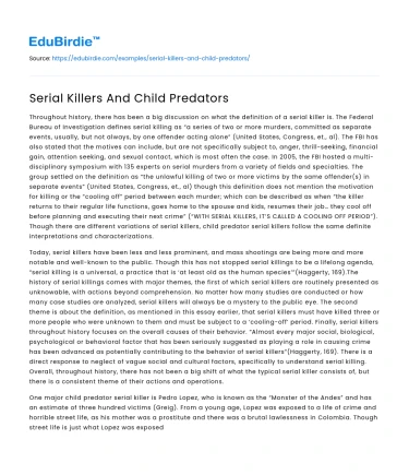 Serial Killers And Child Predators