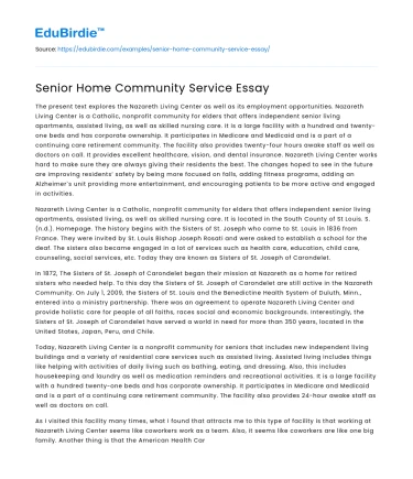 Senior Home Community Service Essay