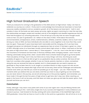 High School Graduation Speech