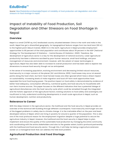 Impact of Instability on Food Shortage in Nepal
