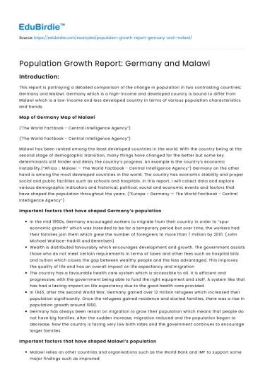 Population Growth Report: Germany and Malawi
