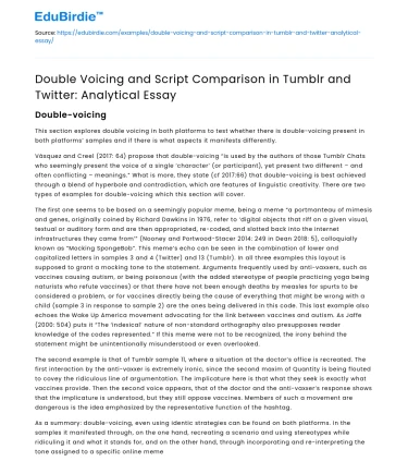 Voicing and Script Comparison in Tumblr and Twitter: Analysis