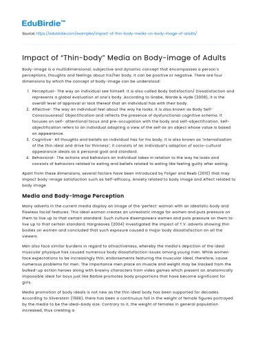 Impact of “Thin-body” Media on Body-image of Adults