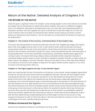 Analysis of Chapters 3-5 in Hardy’s ‘Return of the Native’