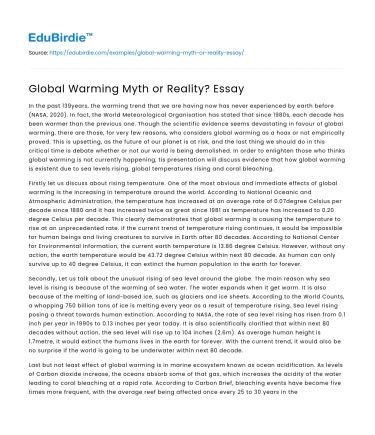 Global Warming Myth or Reality? Essay