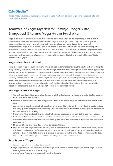 Yoga Mysticism in Ancient Texts: Patanjali and Bhagavad Gita
