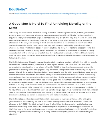 A Good Man Is Hard To Find: Unfolding Morality of the Misfit