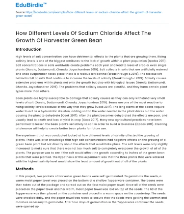 Impact of Sodium Chloride on Green Bean Growth