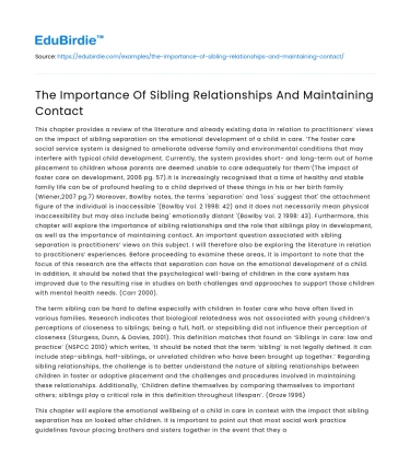 The Importance Of Sibling Relationships And Maintaining Contact
