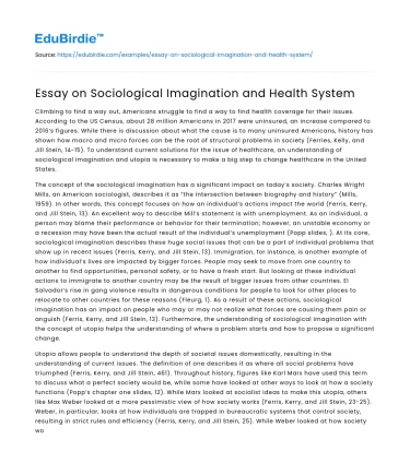 Essay on Sociological Imagination and Health System