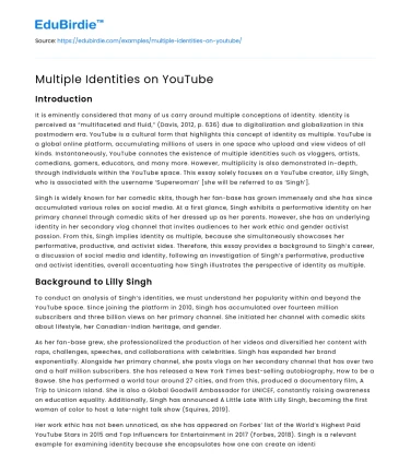 Multiple Identities on YouTube
