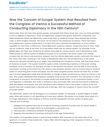 Was the ‘Concert of Europe’ successful in 19th-century diplomacy?