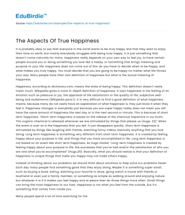 The Aspects Of True Happiness