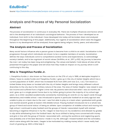 Personal Socialization: A Life Story