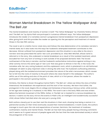 Women Mental Breakdown In The Yellow Wallpaper And The Bell Jar