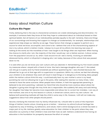Essay about Haitian Culture