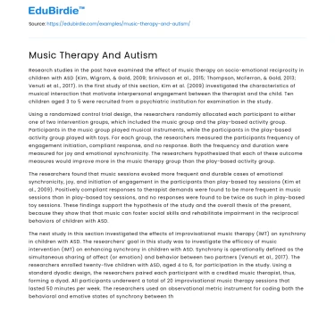 Music Therapy And Autism