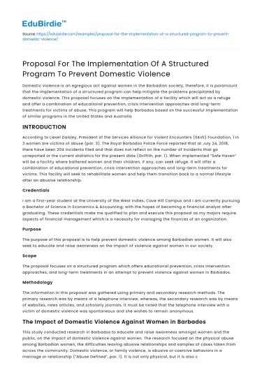 Preventing Domestic Violence Through Structured Program