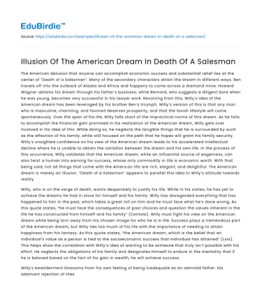 Illusion Of The American Dream In Death Of A Salesman