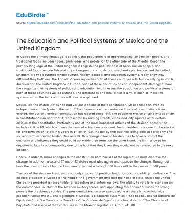 The Education and Political Systems of Mexico and the United Kingdom