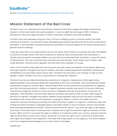 Mission Statement of the Red Cross