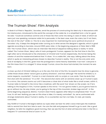 The Truman Show’: Film Analysis