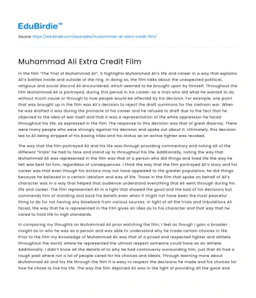 Muhammad Ali Extra Credit Film