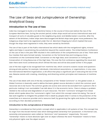 The Law of Seas and Jurisprudence of Ownership: Analytical Essay