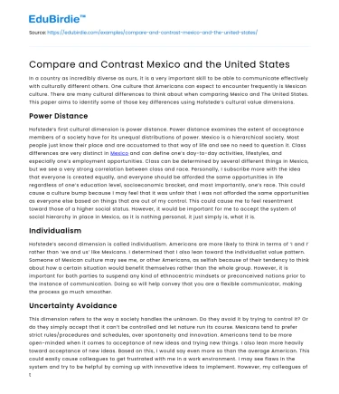Compare and Contrast Mexico and the United States