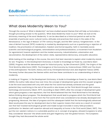 What does Modernity Mean to You?