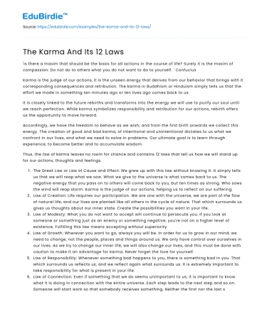 The Karma And Its 12 Laws
