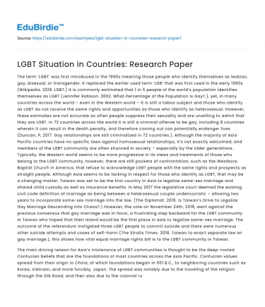 LGBT Situation in Countries: Research Paper