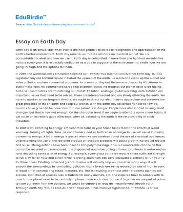 Essay on Earth Day