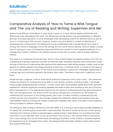 ‘How to Tame a Wild Tongue’ & ‘The Joy of Reading and Writing’