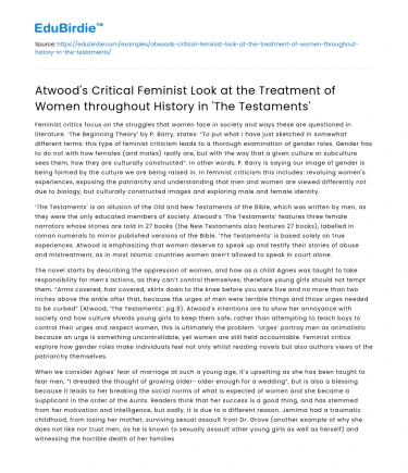 Atwood’s Feminist Analysis in ‘The Testaments’