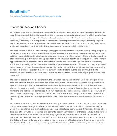 Thomas More: Utopia